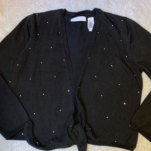 Liz Claiborne SX L .All black sweater with white Rhinestones.